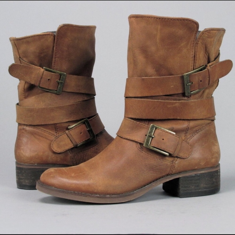 Steve madden Leather Distressed Moto boots